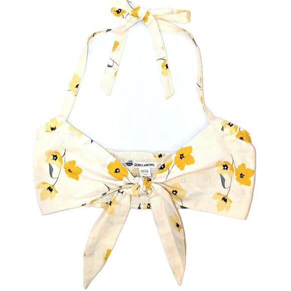 Billabong | Flax Linen Blend Forever In a Day Halter Crop Top Gold Dust | Medium - Picture 9 of 16